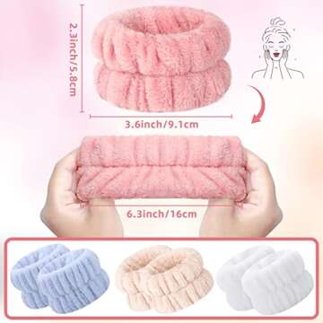 Xgunion 8Pcs Face Wash Wristbands, Microfiber Wrist Towels Bands for Washing Face, Absorbent Face Wh...