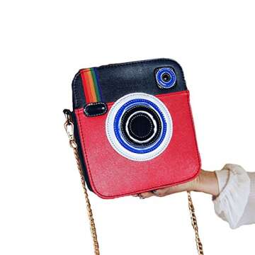 LA CHA Cute Rainbow Camera Crossbody Purse for Women