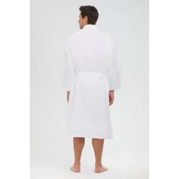 MONARCH Chamois Microfiber Shawl Hotel Robe - Lightweight Absorbent Soft Spa Bathrobe in Cypress (Small, White)