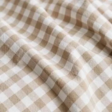 SUSYBAO Tan Gingham Duvet Cover King 100% Washed Cotton Beige Plaid Duvet Cover Set 3 Pieces 1 Checkered Grid Duvet Cover with Zipper Ties 2 Pillowcases Vintage Luxury Soft Gingham Bedding Set Durable