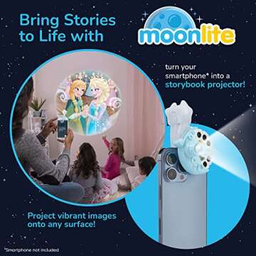 Moonlite Storytime Mini Projector with 4 Disney Frozen Stories, A Magical Way to Read Together, Digi...