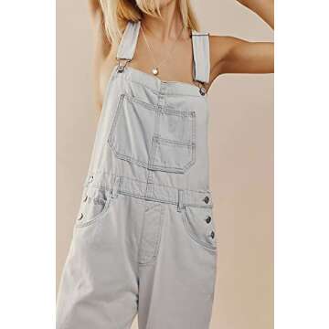 Laosiros Women's Denim Overalls - Casual Stretch Adjustable Ziggy Bib Jeans Jumpsuits