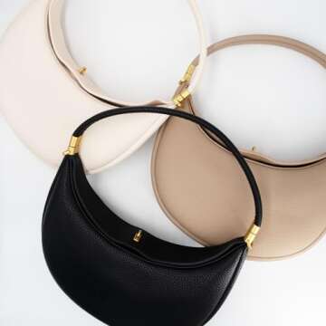 Usoway 2024 3 In 1 Composite Cowhide Leather Moon Bags Purse For Women,Designer Trendy Crescent Purses For Women (Grey)