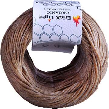 EricX Light Organic Hemp Wick,200 FT Spool,Well Coated with Beeswax,Standard Size(1.0mm)
