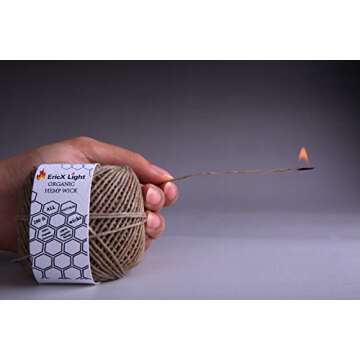 EricX Light Organic Hemp Wick,200 FT Spool,Well Coated with Beeswax,Standard Size(1.0mm)