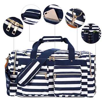 Weekender Overnight Duffel Bag Shoe Pocket for Women Men Weekend Travel Tote Carry On Bag