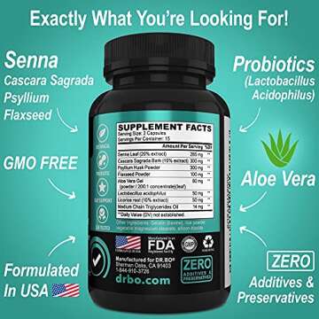 Colon Cleanser Detox for Weight Flush - 15 Day Intestinal Cleanse Pills & Probiotic - Fast Natural Laxative for Constipation Relief - Bowel Movement Supplements for Stomach Bloating, Gut Loss Support