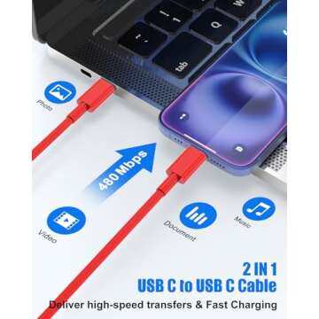 10-Pack USB C Cable for Fast Charging - Versatile and Durable