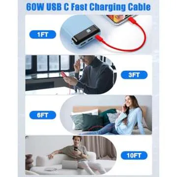 10-Pack USB C Cable for Fast Charging - Versatile and Durable