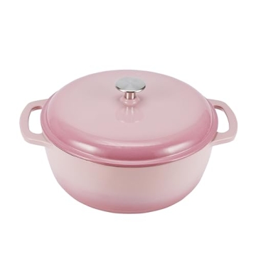 Amazon Basics Cast Iron Dutch Oven in Light Pink