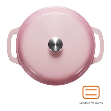 Amazon Basics Cast Iron Dutch Oven in Light Pink