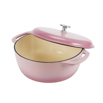 Amazon Basics Cast Iron Dutch Oven in Light Pink