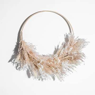 Dried Flowers Wreath | 12" Diameter Handmade Pampas Grass Wreath, Boho Decor Wreaths for Front Door,...