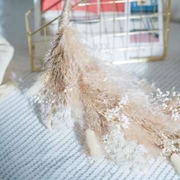 Dried Flowers Wreath | 12" Diameter Handmade Pampas Grass Wreath, Boho Decor Wreaths for Front Door, Spring Wreath, Christmas Autumn Wedding Décor for Home Interior and Event Setting Decoration