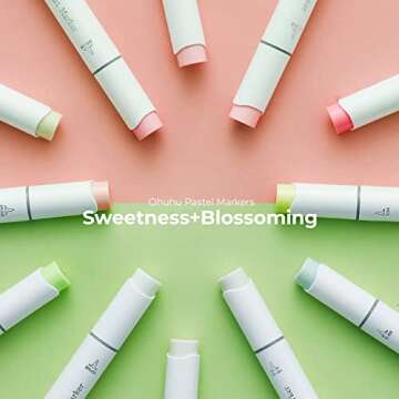 Ohuhu Pastel Markers Alcohol Based -96 Pastel Colors of Honolulu Sweetness + Blossoming - Double Tip...