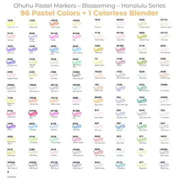 Ohuhu Pastel Markers Alcohol Based -96 Pastel Colors of Honolulu Sweetness + Blossoming - Double Tipped Art Alcohol Markers for Artist Adults' Coloring Illustration - Brush & Chisel - Refillable Ink