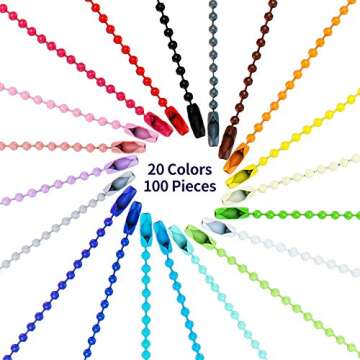 Hicarer Colored Bead Keychain Metal Hanging Chains Necklace Connector for Hanging Ornament Jewelry T...