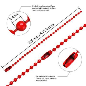 Hicarer Colored Bead Keychain Metal Hanging Chains Necklace Connector for Hanging Ornament Jewelry Tag(100 Pieces)