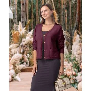 Shangood Women V Neck Cardigan Sweaters Trendy 2024 Cropped Short Gold Buttons Cardigans Sweater Fal...