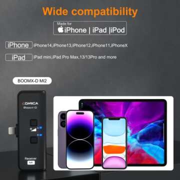 Comica Wireless Lavalier Microphone for iPhone iPad, BoomX-D MI2 2.4Ghz Wireless Clip-on Lapel Mic w...