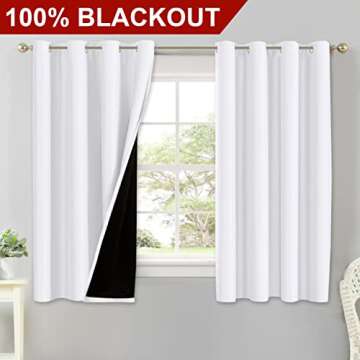 100% Blackout Curtains for Bedroom 63 Inches Long Thermal Insulated Lined Curtains for Living Room D...