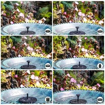 AISITIN 2.5W Solar Bird Bath Fountain Pump, Solar Fountain Pump for Bird Bath with 6 Nozzles, 6.7" Solar Powered Water Fountain Pump for Garden, Ponds, Pool, Fish Tank, Aquarium and Outdoor