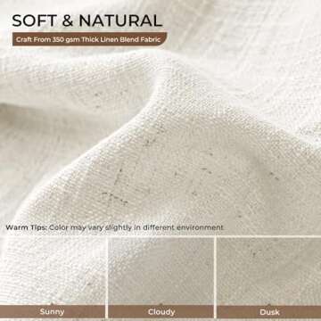 INOVADAY Pinch Pleated Curtains, 100% Light Blocking Linen Pinch Pleat Blackout Curtains for Bedroom, Thermal Insulated Blackout Drapes 2 Panels Set for Living Room - Ivory, W40 x L120