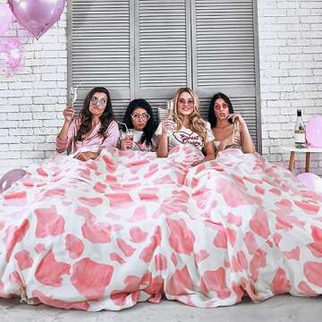 Soft Cow Print Blanket Cute Pink Throw for Kids Adults