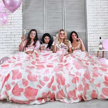 Soft Cow Print Blanket Cute Pink Throw for Kids Adults