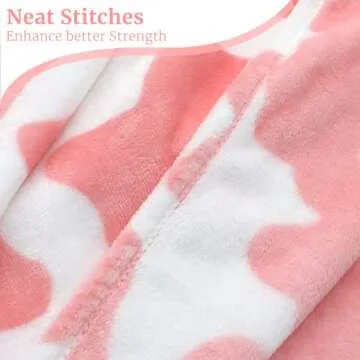 Soft Cow Print Blanket Cute Pink Throw for Kids Adults