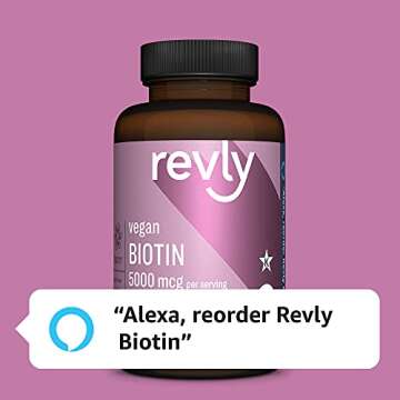 Amazon Brand - Revly Vegan Biotin 5000 mcg - Hair, Skin & Nails, 130 Capsules (4 Month Supply)