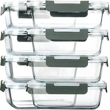 M MCIRCO 8-Pack Glass Meal Prep Containers 30 oz - Airtight Food Storage
