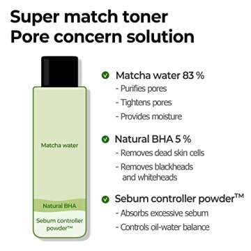 SOME BY MI Super Matcha Pore Tightening Toner - 5.07Oz, 150ml - Made from Matcha Extracts for Sensitive Skin - Skin Moisturizing and Purifying - Blackheads, Sebum and Pore Care - Korean Skin Care
