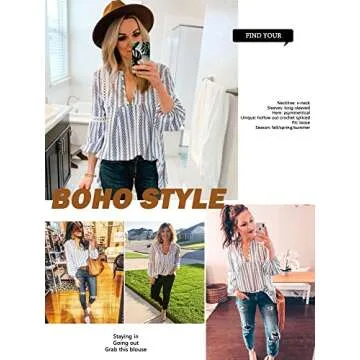 ZXZY Women Long Sleeve V Neck Hollow Out Floral Print Shirt Tops Long Blouse Tee, Small, Blue