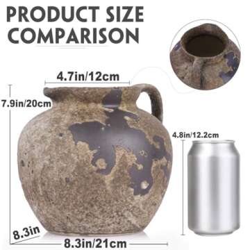 Rustic Vase with Handles, Farmhouse Vase for Home Decor, Terracotta Vase and Vintage vase, Vintage S...