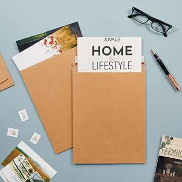 Juvale Stay Flat Rigid Mailers with Self Adhesive Seal, Sturdy Brown Cardboard Envelopes for Shipping Photos, Magazines, Comic Books, Art Prints, Documents, Collectibles 450 gsm (9x11.5") 25-Pack