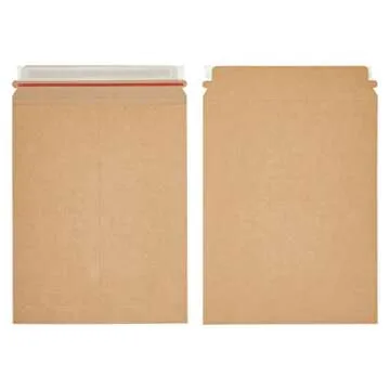 Juvale Stay Flat Rigid Mailers with Self Adhesive Seal, Sturdy Brown Cardboard Envelopes for Shipping Photos, Magazines, Comic Books, Art Prints, Documents, Collectibles 450 gsm (9x11.5") 25-Pack