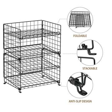 JKsmart Stackable Can Rack Organizer, 4-Tier Black, 15.75"(L) x 11.8"(W) x 20.9"(H), Iron, Manual, Durable