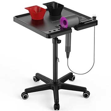 TASALON Ultimate Salon Tray on Wheels,Tray Cart with 2 Magnetic Bowls Irony Tattoo Table Station Rol...