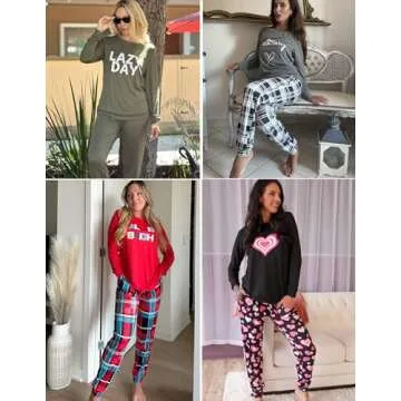 Ekouaer Womens Pajama Sets Long Sleeve Print Sleepwear Soft Pjs Casual Pullover Tops Joggers Pants with Pockets Pink Heart S