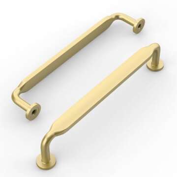 Amerdeco 10 Pack Brushed Gold Cabinet Pulls 5 Inch(128mm) Hole Centers Kitchen Cabinet Handles Solid...