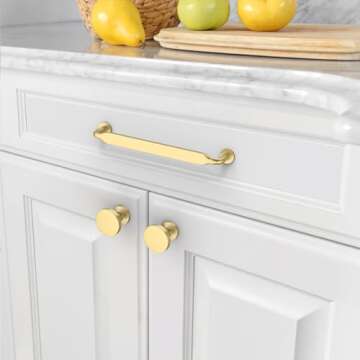 Amerdeco 10 Pack Brushed Gold Cabinet Pulls 5 Inch(128mm) Hole Centers Kitchen Cabinet Handles Solid Zinc Alloy Cabinet Hardware Drawer Pulls ZH0051