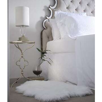 H LITH HOME Faux Sheepskin Fur Area Rug - 2x3ft - Pretty Soft Fluffy Shaggy White Sheep Skin Throw Cover to Use on Chair Sofa Couch or Bedside Nursery Closet and Bathroom Floor