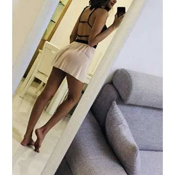 ALLoveble Women's Sexy Lace Lingerie Dress Cupless Strappy Chemise babydoll Nightwear (L Apricot)