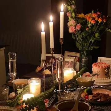 Denique Metal Gold Taper Candle Holder Set of 6 PCS for Table Centerpiece, Gold Candlestick Holders for Home Decor, Wedding, Dining, Party, Fits 3/4 inch Thick Candle&Led Candles