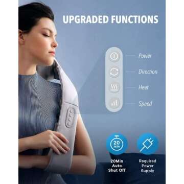 Adjustable Heat Shiatsu Back Massager with Carry Bag
