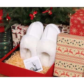 KuaiLu Womens Slippers, Fluff Dual Memory Foam Slippers Ladies Cozy Arch Support Warm Scuff Slippers...
