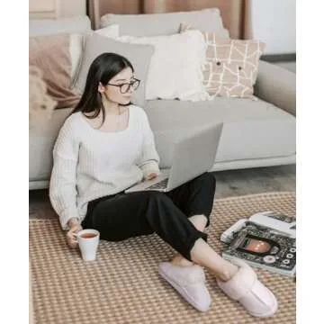 KuaiLu Womens Slippers, Fluff Dual Memory Foam Slippers Ladies Cozy Arch Support Warm Scuff Slippers Slip on Comfy Winter House Shoes with Non-Slip Indoor Outdoor Hard Sole Snow White 11