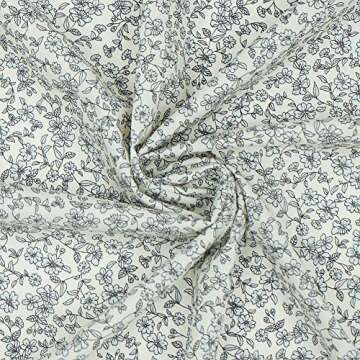 MasterFAB Cotton Fabric by The Yard for Sewing DIY Crafting Fashion Design Printed Floral Washable Cloth Bundles Voile;Full Width cuttable39 x 55inches (100x140cm) (Beige Spring Flowers)