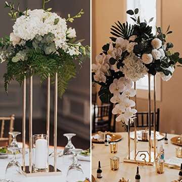 Vincidern 4Pcs Wedding Centerpiece Flower Stand for Table, 23.6 in Gold Flower Vases for Wedding Table Decorations Events, Paty Display Stand Metal